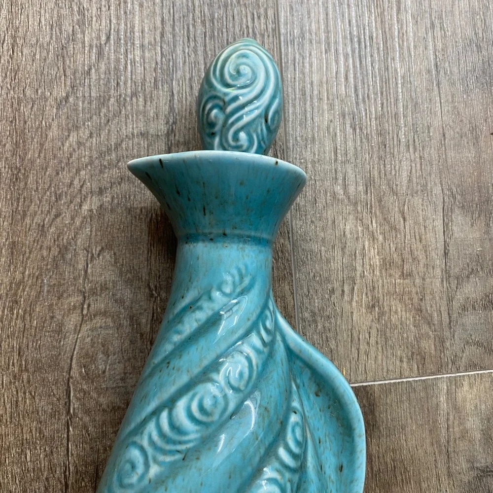 Vintage 1966 Jim Beam Regal China Turquoise Scroll Swirl Decanter 13.5